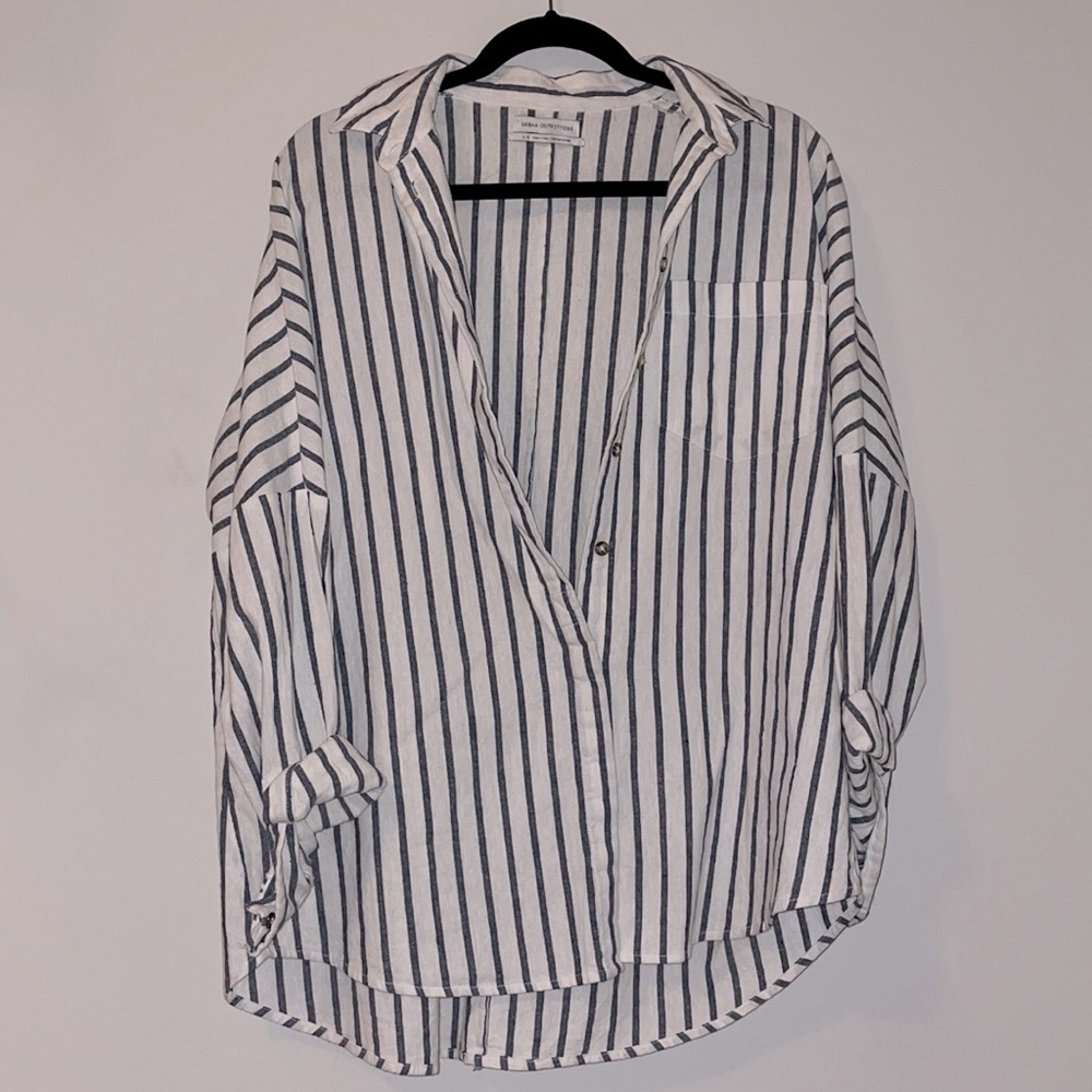 Urban Outfitters Blue & White Striped Button Up